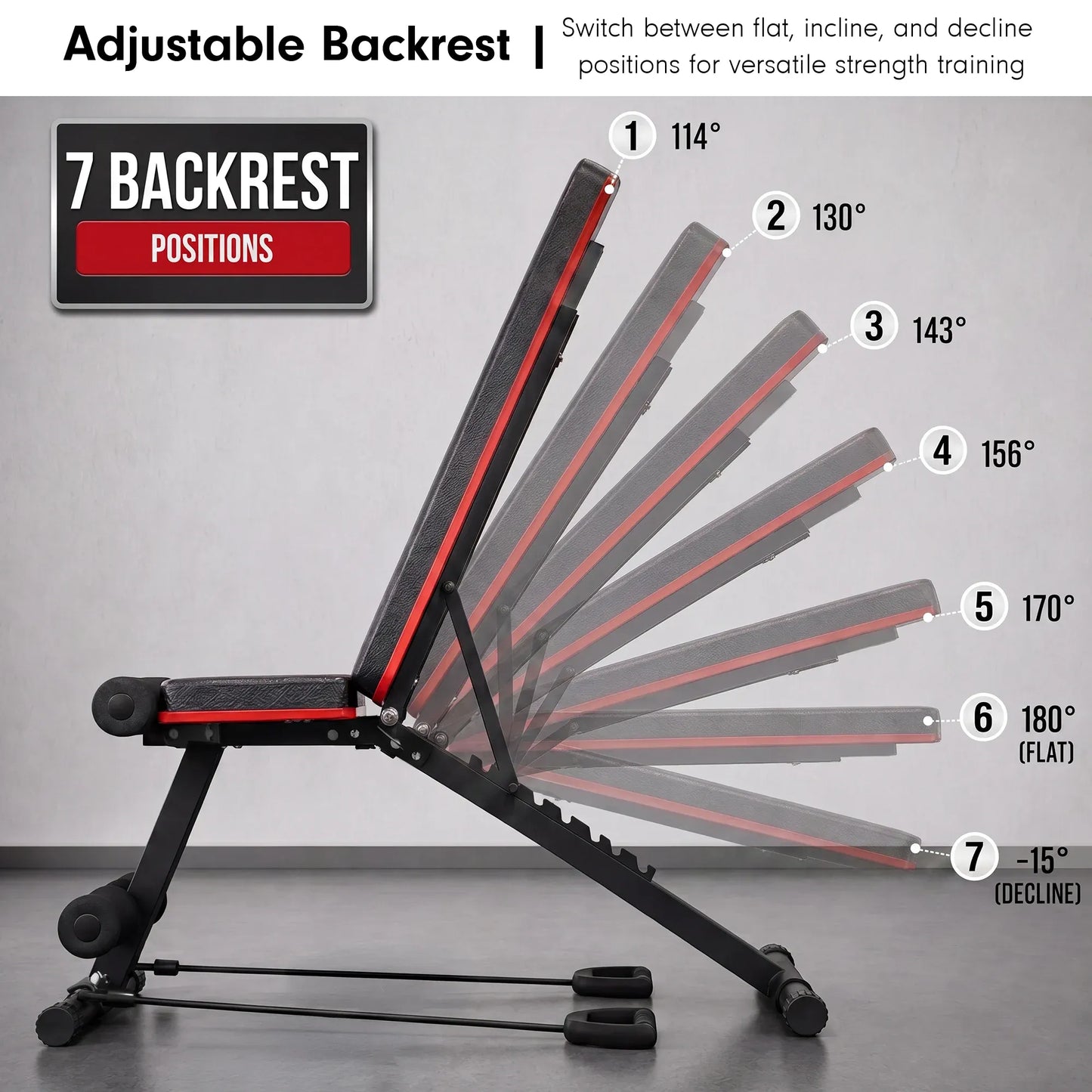Powertrain Adjustable Weight Bench with Incline Decline And 7 Backrest Positions