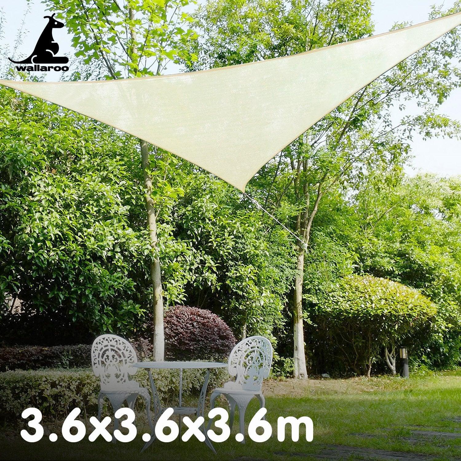 Wallaroo Waterproof 160GSM Outdoor Sun Shade Sail Canopy 3.6m Triangle - Mekamart Australia