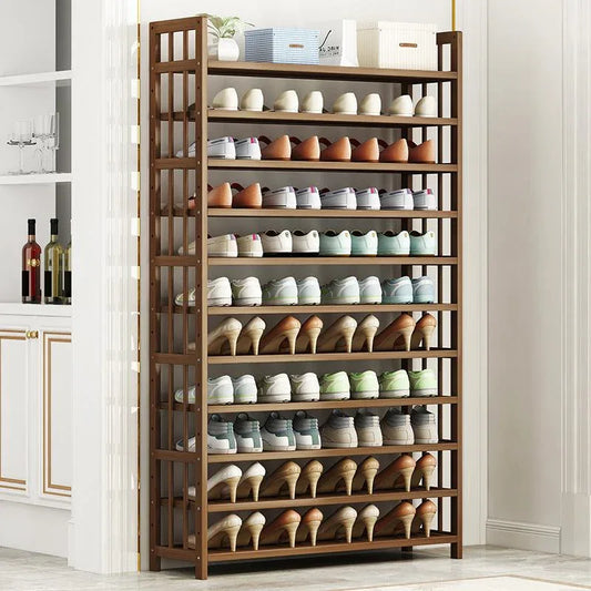 10 Tier Tower Bamboo Wooden Shoe Rack Corner Shelf Stand Storage Organizer - Mekamart Australia