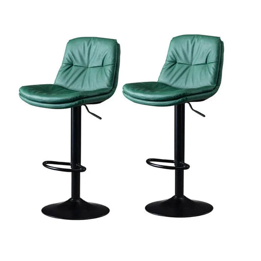 SERENITà Bar Stools Kitchen Bar Stool Leather Barstools Swivel Gas Lift Counter Chairs BS8406 Green - Mekamart Australia