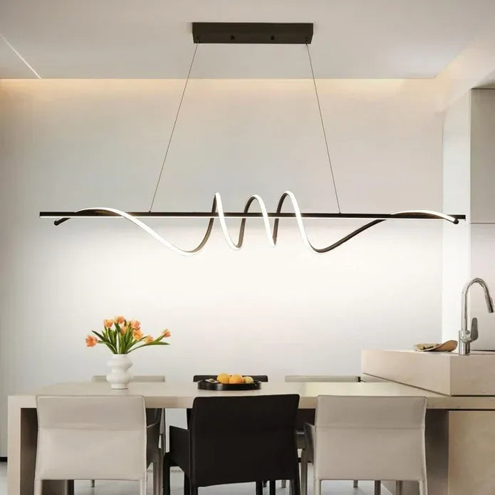 BAMDECOR A202 Modern LED Linear Pendant Lights with Dimmable LED  (160cm/180cm-Black) 1.5 Meters