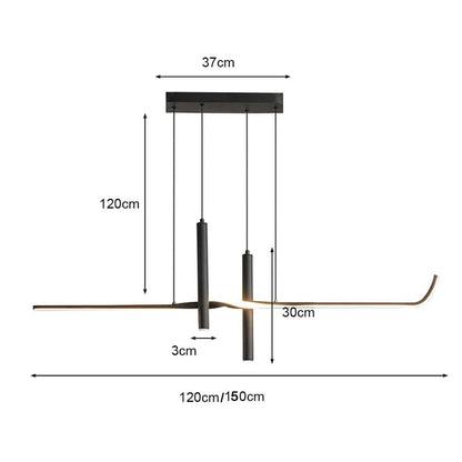 BAMDECOR A206 Modern Black Scandinavian Pendant Light Table Dining Room Living Room Pendant Lighting 1.5 Meters