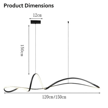 BAMDECOR A210 Modern LED Linear Pendant Lights with Dimmable LED and Adjustable Hanging Length 150cm -Black