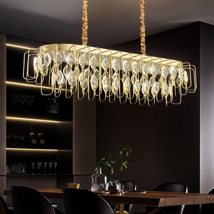 BAMDECOR C3345/OVAL1.2 Modern French Home Decor Luxury Crystal-leaf Chandelier LED Fashion Creativity Pendant Ceiling Lights(120cm-Gold)
