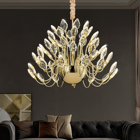 BAMDECOR C3349/1 Modern Luxury Crystal-leaf Chandelier LED Fashion Creativity Pendant Ceiling Lights(80cm-Gold)