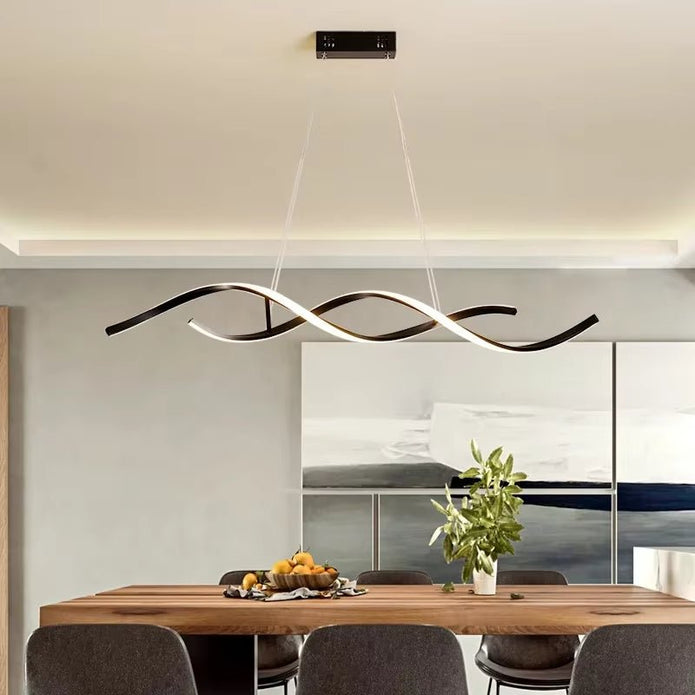 BAMDECOR A24122 Modern Minimalist Black Pendant Light Adjustable LED Chandelier for Dining Room and Bar