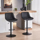 SERENITà Black Modern Height Adjustable Swivel Bar Stools Upholstered Leather Barstool Kitchen Island Chairs with Metal Frame (Set of 2) - Mekamart Australia