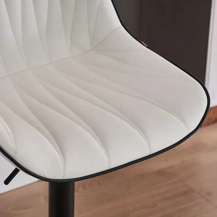 SERENITà White Modern Height Adjustable Swivel Bar Stools Upholstered Leather Barstool Kitchen Island Chairs with Metal Frame (Set of 2) - Mekamart Australia