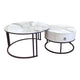 Snowy Mountain Faux Modern Marble Slate Nesting Coffee Table Set Leather Wrapped Wood Drawers - Mekamart Australia