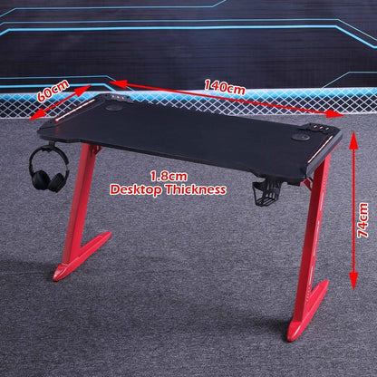 140cm RGB Gaming Desk Desktop PC Computer Desks Desktop Racing Table Office Laptop Home AU - Mekamart Australia