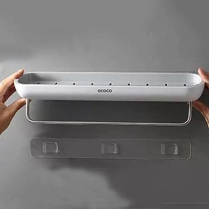 Bathroom Shelves Organizer Wall Mount Home Towel shelf Shampoo Rack With Towel Bar Storage Rack Bathroom Accessories Black - Mekamart Australia