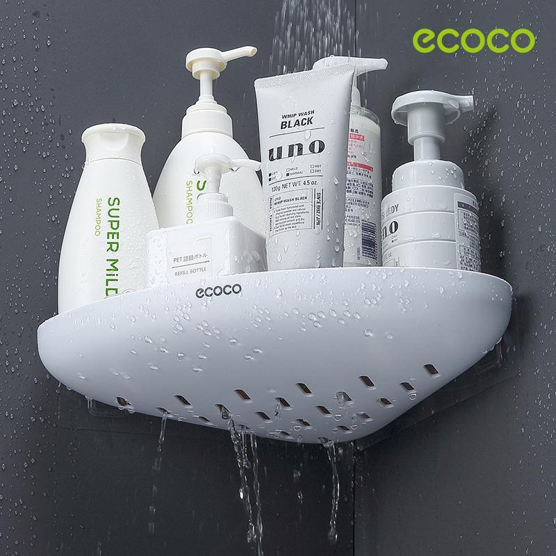 Ecoco Bathroom Corner Shower Shelf Corner Shower Caddy Shower Storage Organizer Wall Mounted for Bathroom, Kitchen, Toilet Black - Mekamart Australia