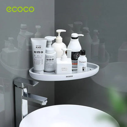 Ecoco Bathroom Corner Shower Shelf Corner Shower Caddy Shower Storage Organizer Wall Mounted for Bathroom, Kitchen, Toilet Black - Mekamart Australia