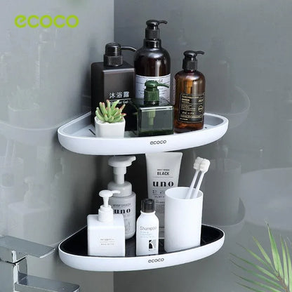 Ecoco Bathroom Corner Shower Shelf Corner Shower Caddy Shower Storage Organizer Wall Mounted for Bathroom, Kitchen, Toilet Black - Mekamart Australia