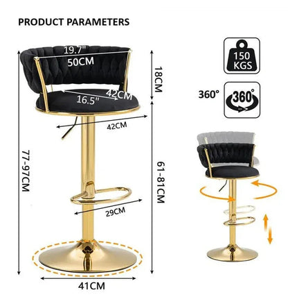 2x Height Adjustable Swivel Bar Stool Velvet Golden Base Barstools Chairs Padded Seat- Beige - Mekamart Australia