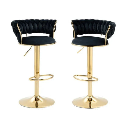 SERENITà Black Velvet Seat Kitchen Breakfast Bar Stools Counter Height Barstools with Back Cushioned Chairs for Home Bar x2 - Mekamart Australia