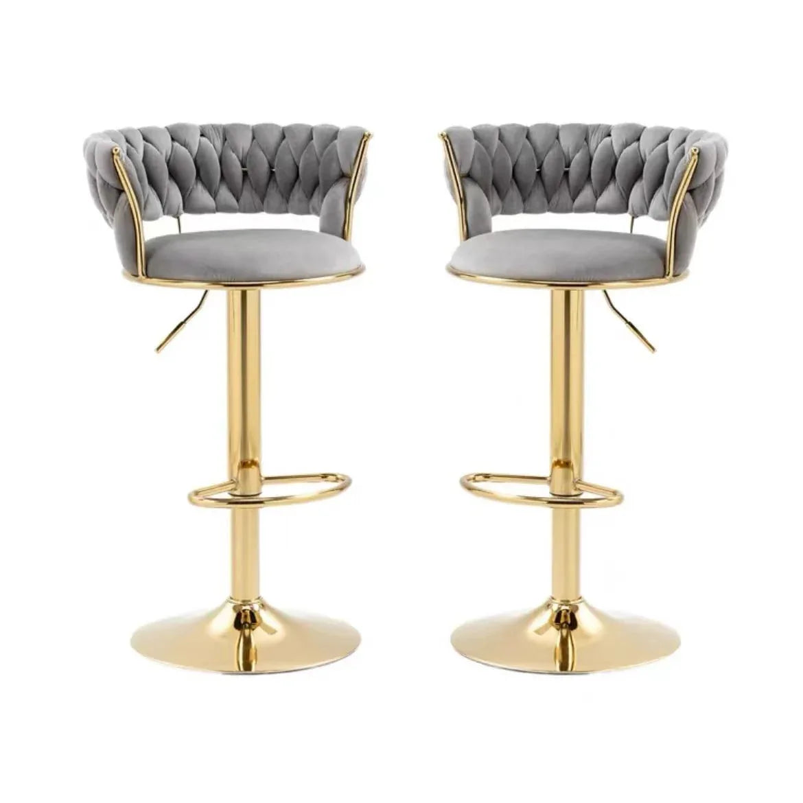 SERENITà Grey Velvet Seat Kitchen Breakfast Bar Stools Counter Height Barstools with Back Cushioned Chairs for Home Bar x2 - Mekamart Australia