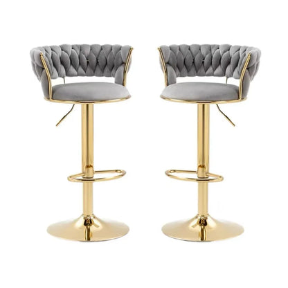 SERENITà Grey Velvet Seat Kitchen Breakfast Bar Stools Counter Height Barstools with Back Cushioned Chairs for Home Bar x2 - Mekamart Australia