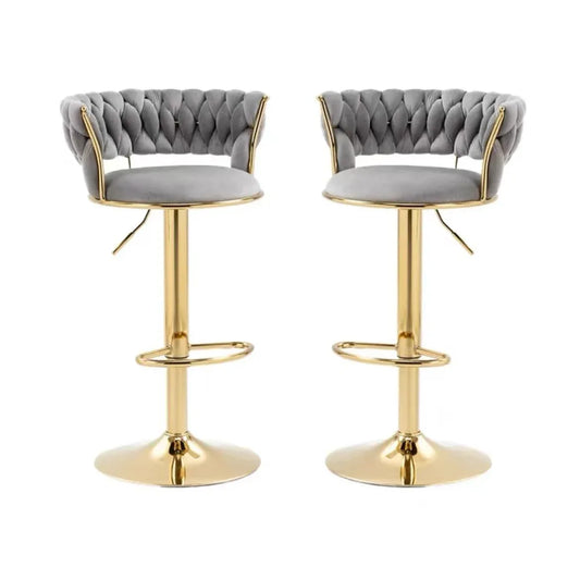 SERENITà Grey Velvet Seat Kitchen Breakfast Bar Stools Counter Height Barstools with Back Cushioned Chairs for Home Bar x2 - Mekamart Australia