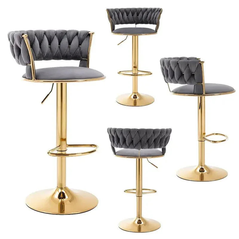SERENITà Grey Velvet Seat Kitchen Breakfast Bar Stools Counter Height Barstools with Back Cushioned Chairs for Home Bar x2 - Mekamart Australia