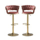 SERENITà Red Bean Brown Velvet Seat Kitchen Breakfast Bar Stools Counter Height Barstools with Back Cushioned Chairs for Home Bar x2 - Mekamart Australia