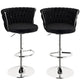 SERENITà Modern Silver Swivel Upholstered Velvet Adjustable Height Counter Stool with Metal Frame Black (Set of 2) - Mekamart Australia