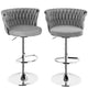 SERENITà Modern Silver Swivel Upholstered Velvet Adjustable Height Counter Stool with Metal Frame Grey (Set of 2) - Mekamart Australia