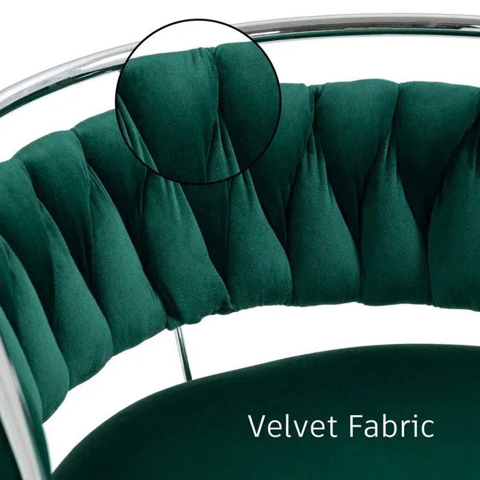 SERENITà Silver Swivel Upholstered Velvet Adjustable Height Counter Stool with Metal Frame Emerald Green (Set of 2) - Mekamart Australia