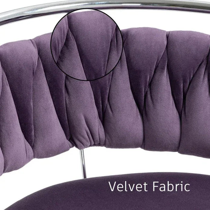 SERENITà Silver Swivel Upholstered Velvet Adjustable Height Counter Stool with Metal Frame Voilet (Set of 2) - Mekamart Australia