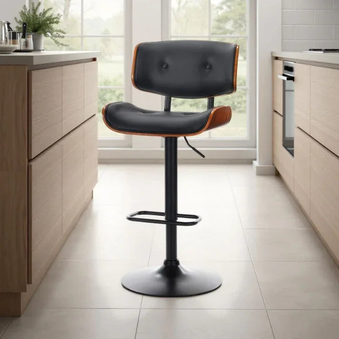 SERENITà European Wooden Black Modern Bar Stools Swivel Bar Stool Chair Counter Height Bar(Black)stool with 360 Degree Swivel Seat - Mekamart Australia