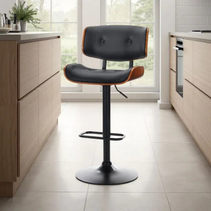 SERENITà European Wooden Black Modern Bar Stools Swivel Bar Stool Chair Counter Height Bar(Black)stool with 360 Degree Swivel Seat - Mekamart Australia