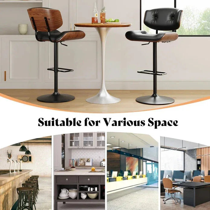 SERENITà European Wooden Black Modern Bar Stools Swivel Bar Stool Chair Counter Height Bar(Black)stool with 360 Degree Swivel Seat - Mekamart Australia