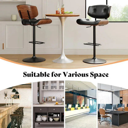 SERENITà European Wooden Black Modern Bar Stools Swivel Bar Stool Chair Counter Height Bar(Black)stool with 360 Degree Swivel Seat - Mekamart Australia