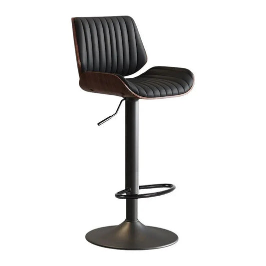 SERENITà European Wooden Modern Bar Stools Bistro Stool with Rotating and Aerodynamic Multi-levelled(Black) - Mekamart Australia