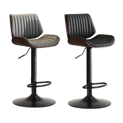 SERENITà European Wooden Modern Bar Stools Bistro Stool with Rotating and Aerodynamic Multi-levelled (Grey) - Mekamart Australia