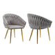 SERENITà Grey Modern Velvet Dining Chairs, Upholstered Living Room Chair with Woven Back and Golden Metal Legs, Mid-Century Accent Set of 2(Grey) - Mekamart Australia