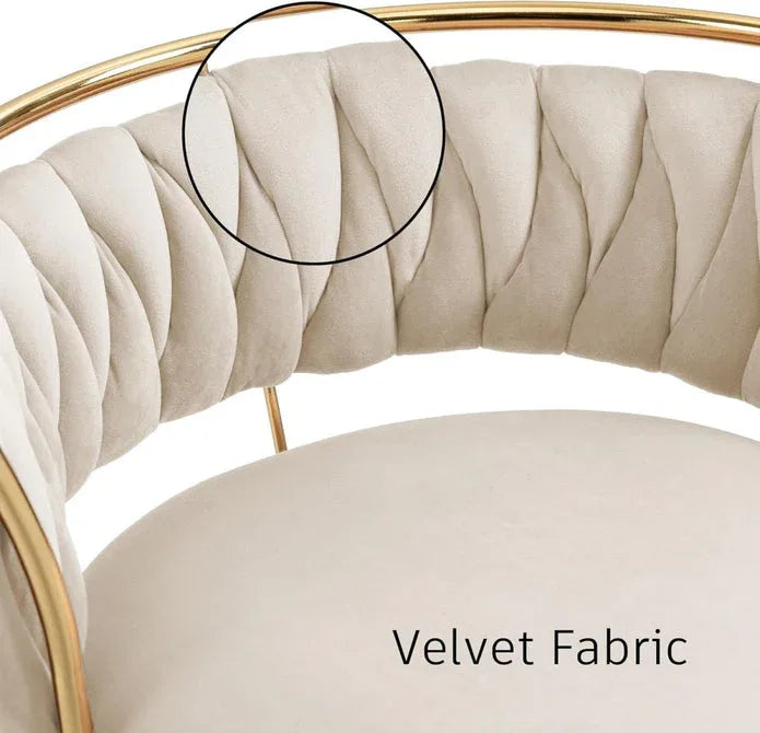 SERENITà Golden Swivel Upholstered Velvet Adjustable Height Counter Stool with Metal Frame Ivory (Set of 2) - Mekamart Australia