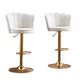 SERENITà Swivel Bar Stools Bar Height Set of 2 Adjustable Upholstered Counter Barstool Velvet Bar Chairs with Back/Gold Base for Kitchen Island/Bar/Cafe-White - Mekamart Australia