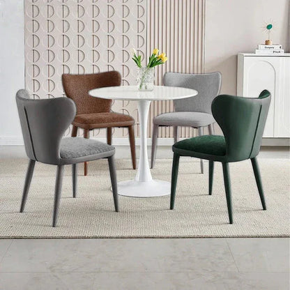 VELLUTO Modern Kitchen Dining Room Chairs Faux Leather Flannel Accent Chairs Metal Vanity Lounge Chair with Back for Living Room Set of 2(Brown) - Mekamart Australia