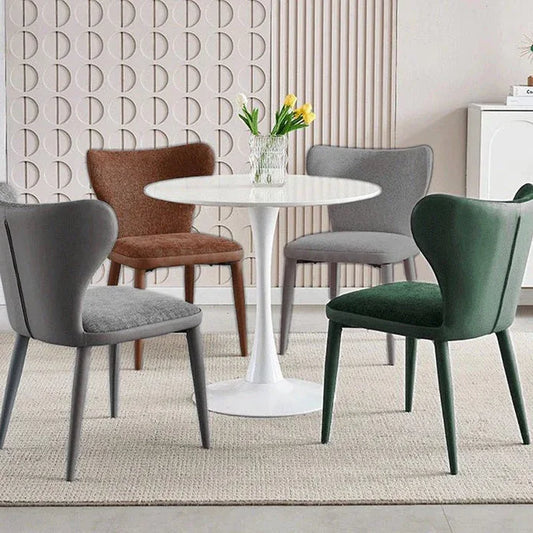 VELLUTO Modern Kitchen Dining Room Chairs Faux Leather Flannel Accent Chairs Metal Vanity Lounge Chair with Back for Living Room Set of 2 (Green) - Mekamart Australia