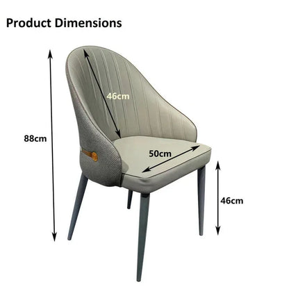 VELLUTO Dining Chairs Set Armchairs Mid Century Modern Kitchen Dining Room Chairs Faux Leather Accent Chairs Metal Vanity Lounge Chair with Back for Living Room Bedrooms Set of 2 (Grey) - Mekamart Australia
