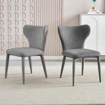 VELLUTO Modern Kitchen Dining Room Chairs Faux Leather Flannel Accent Chairs Metal Vanity Lounge Chair with Back for Living Room Set of 2(Light Grey) - Mekamart Australia