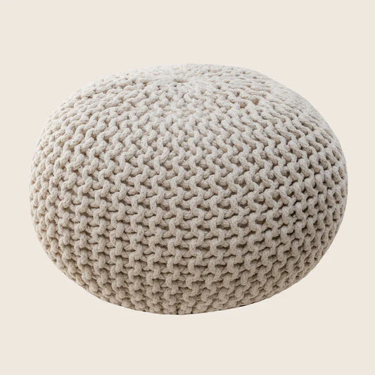Braided Ottoman Pouffe Footstool Hand Knitted (Natural) - Mekamart Australia