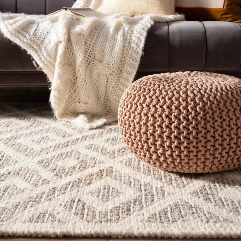 Braided Ottoman Pouffe Footstool Hand Knitted (Pink) - Mekamart Australia