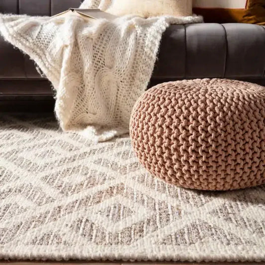 Braided Ottoman Pouffe Footstool Hand Knitted (Pink) - Mekamart Australia