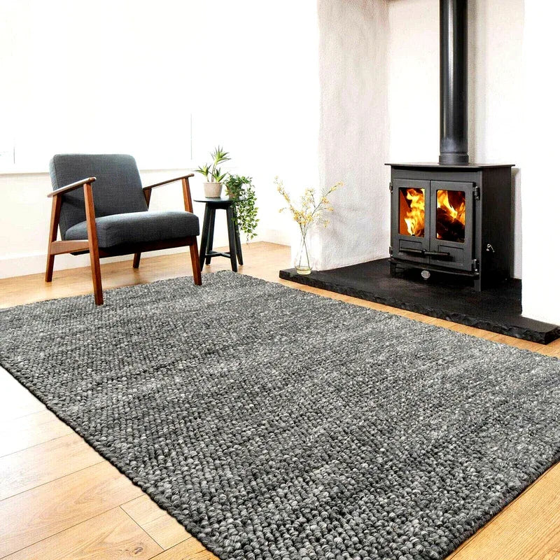Wool Pebble Charcoal Lifestyle Rug 130x 180 cm - Mekamart Australia
