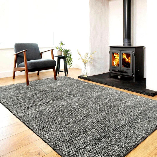 Wool Pebble Charcoal Lifestyle Rug 130x 180 cm - Mekamart Australia