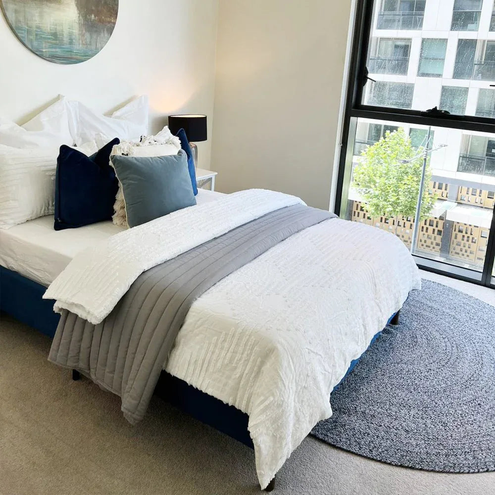 Velvet Blue Bed Frame – Queen - Mekamart Australia