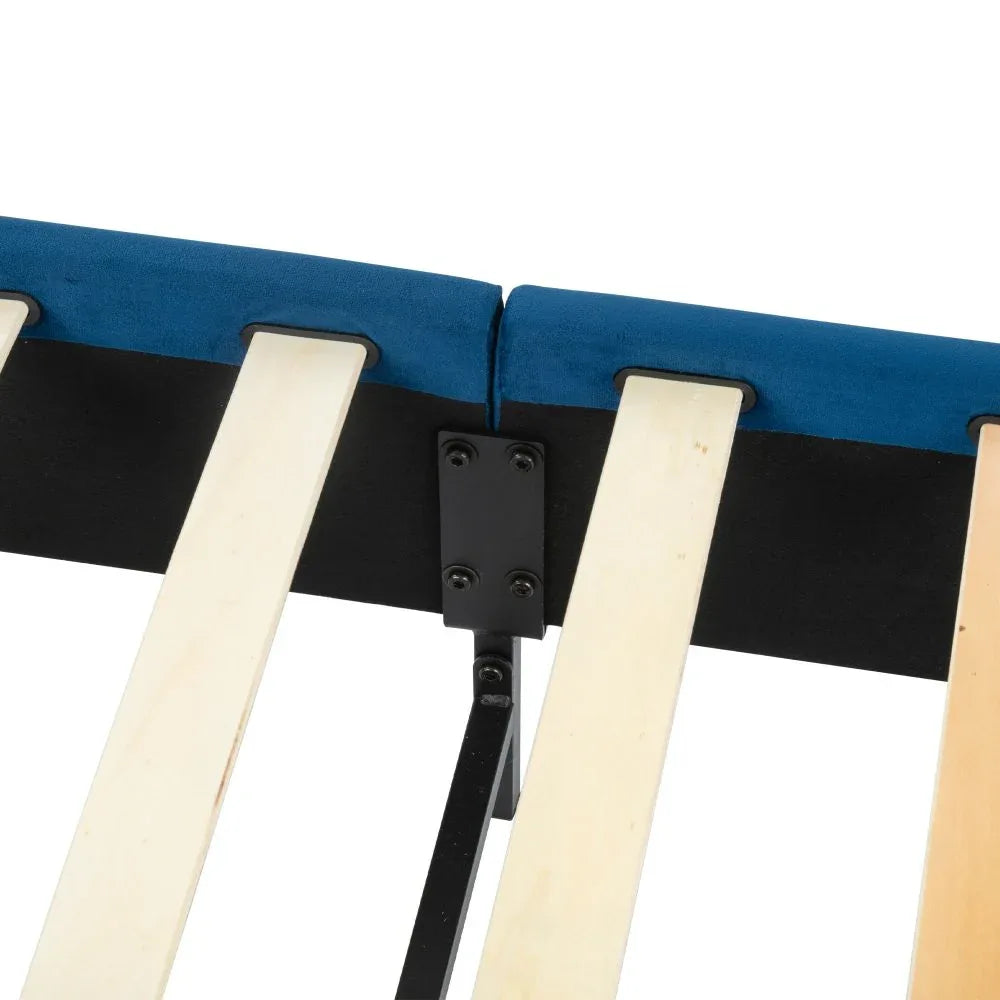 Velvet Blue Bed Frame – Queen - Mekamart Australia