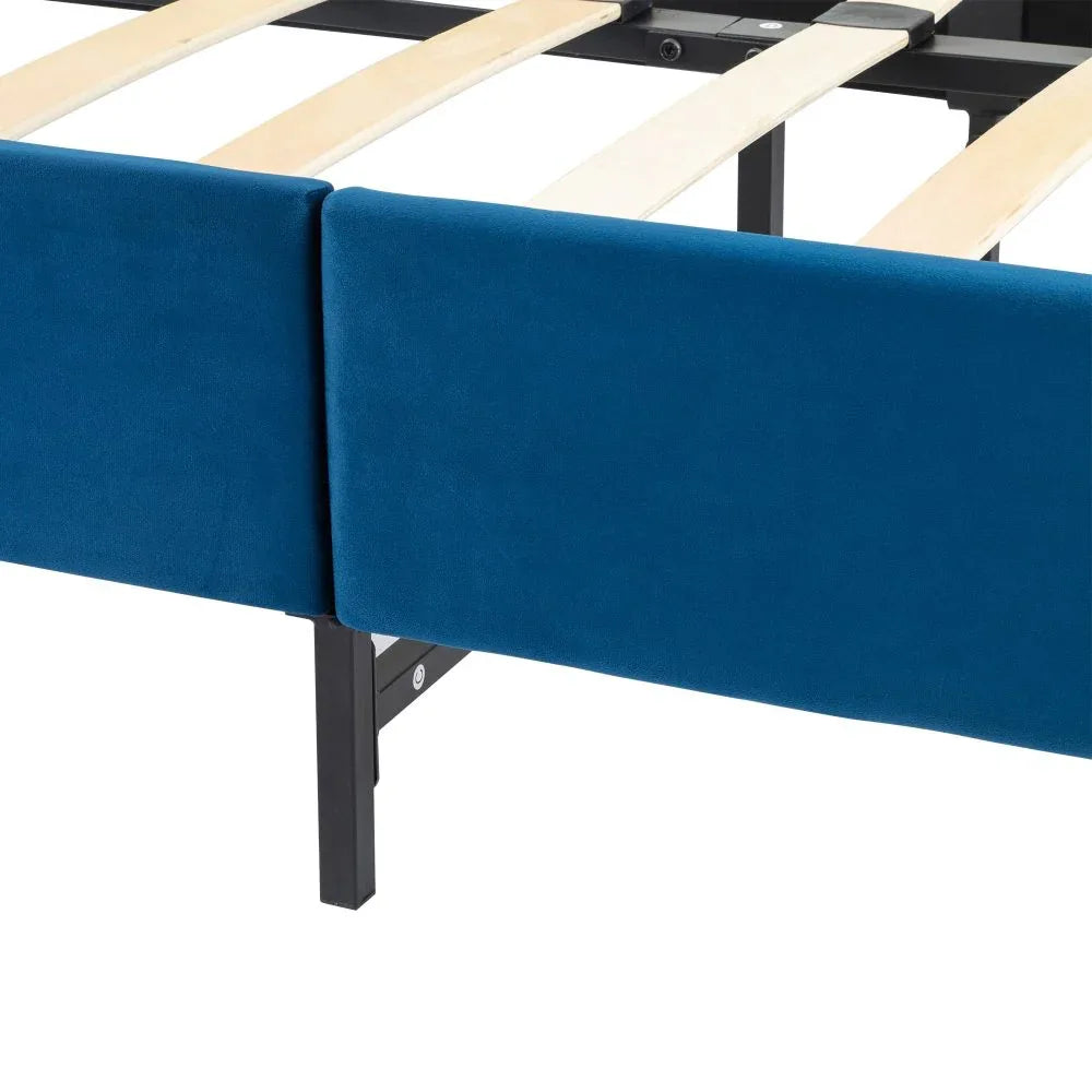 Velvet Blue Bed Frame – Queen - Mekamart Australia